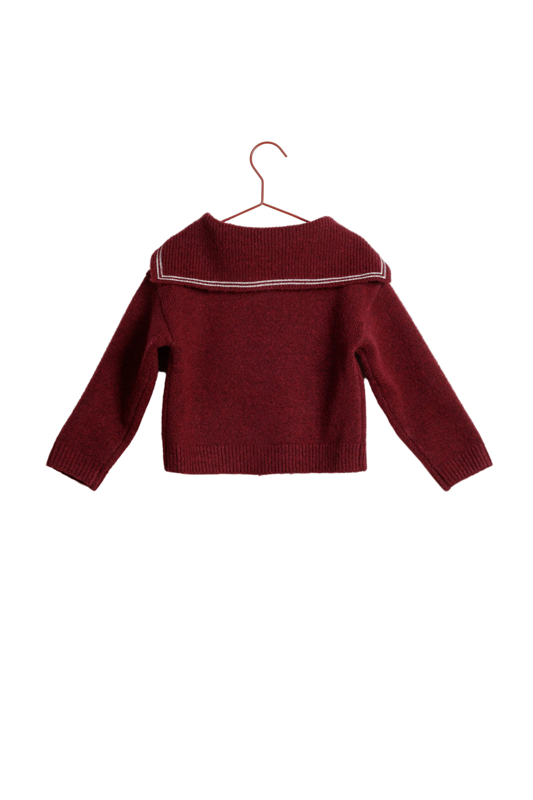 top l/s knit sailor collar button sweater - red
