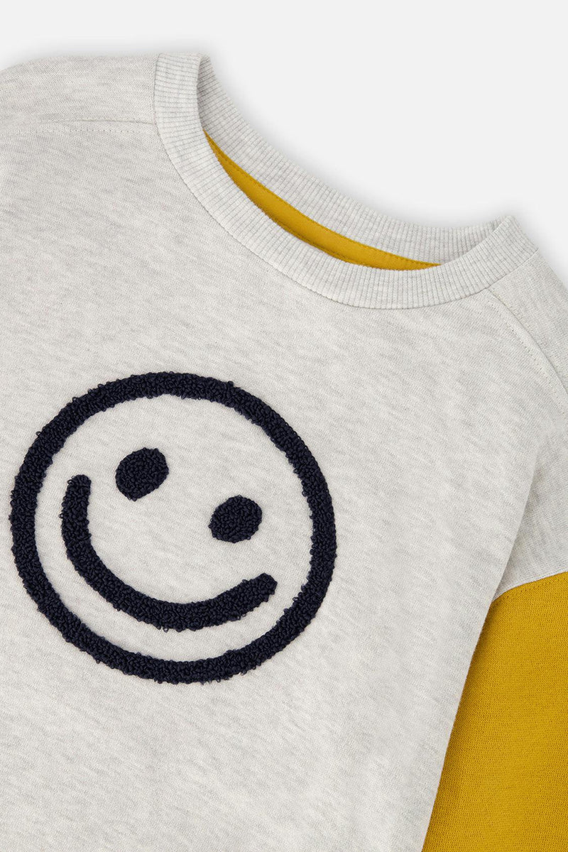 top l/s colorblock smiley sweatshirt - oatmeal mix-01930