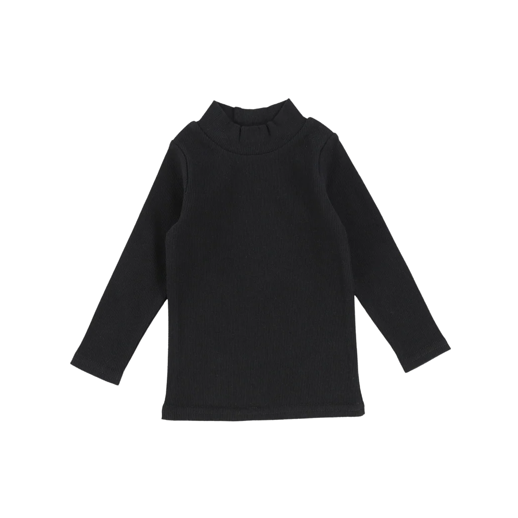 top l/s turtleneck ribbed - black