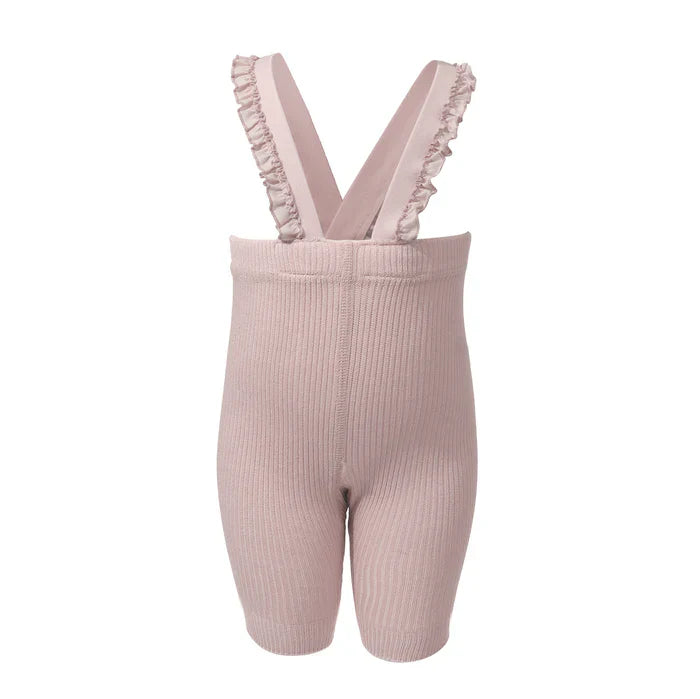 overall ribbed with ruffled suspender short - 63-vanilla