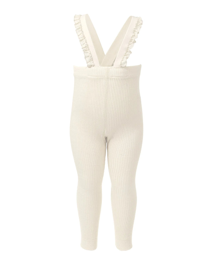 overall ribbed with ruffled suspender long footed - 63-vanilla