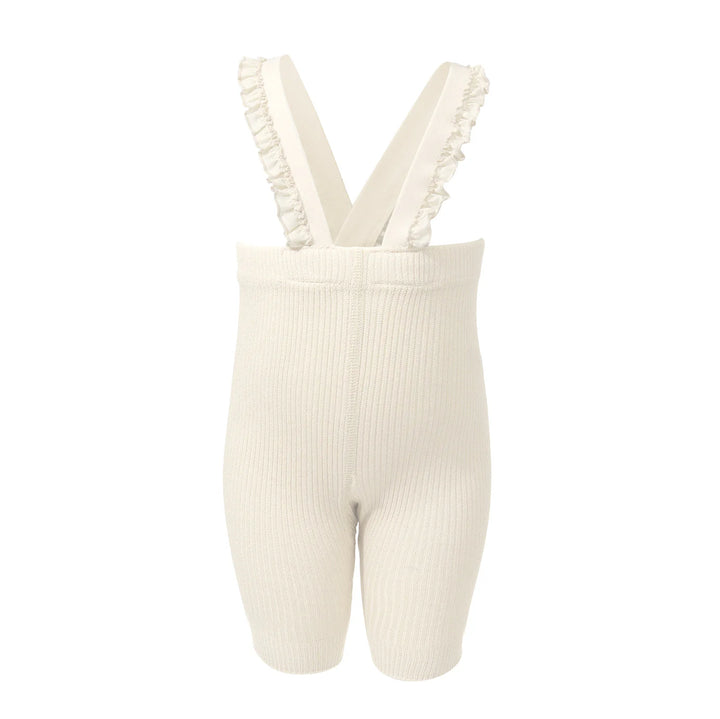 overall ribbed with ruffled suspender short footed - 63-vanilla