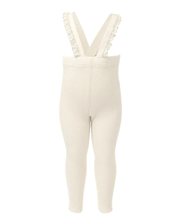 overall ribbed with ruffled suspender long - 214-bone