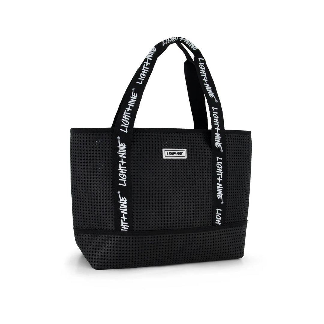 swim bag tote zippered - black