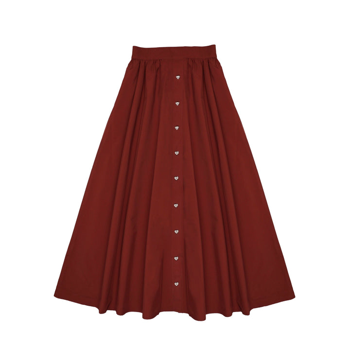 skirt taffeta rhinestone button down - rust