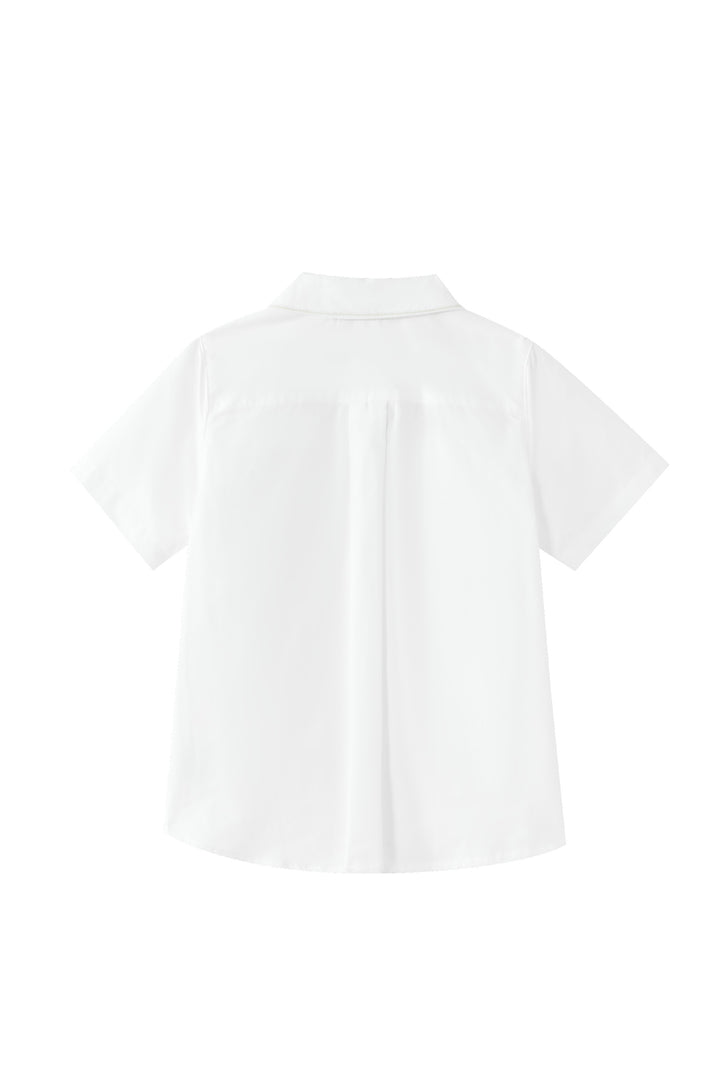 topstitched collared shirt - white/yellow