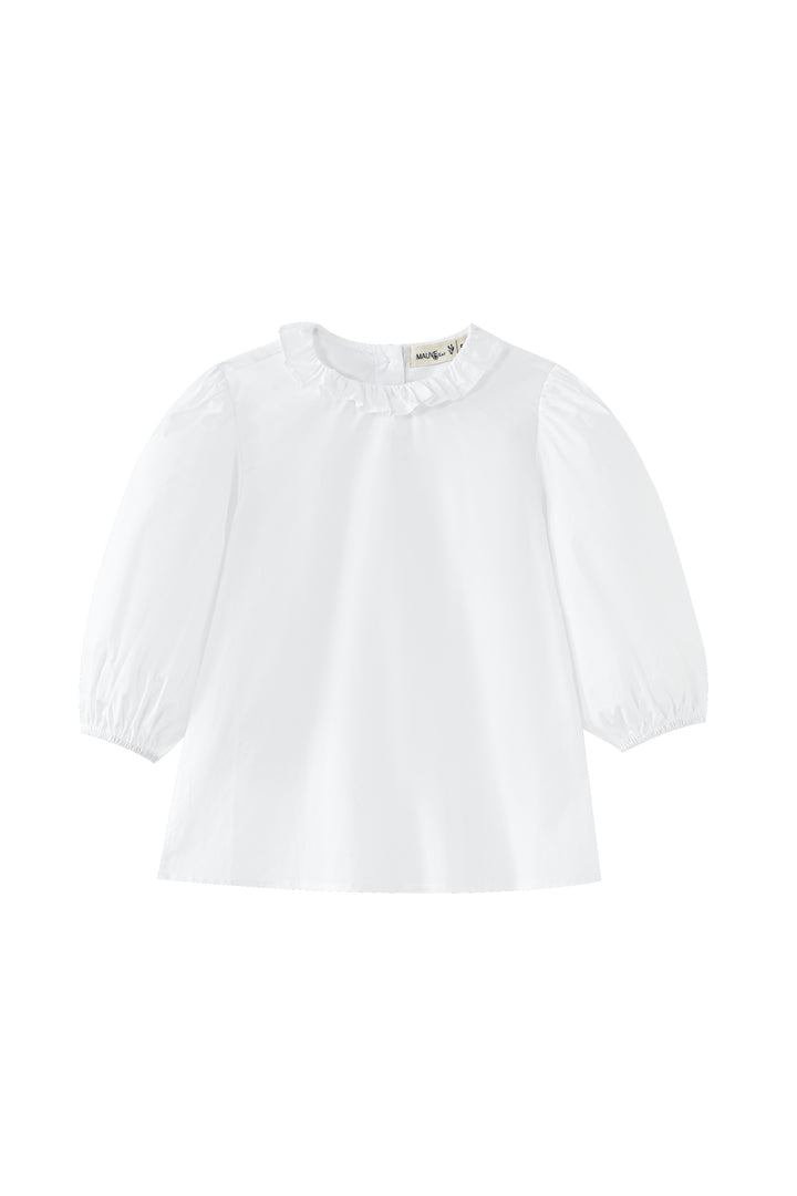 ruffle collar blouse - white