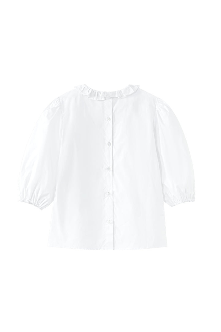 ruffle collar blouse - white