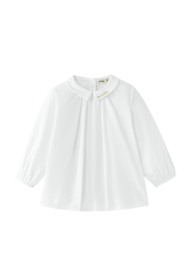 pintuck blouse with collar - white/yellow