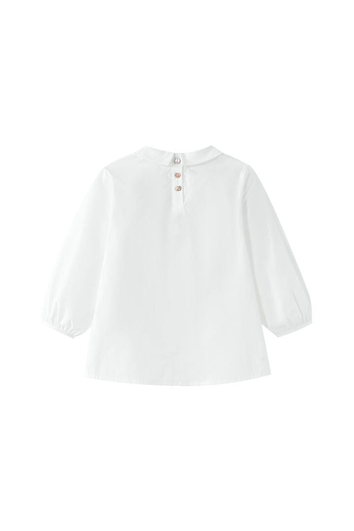 pintuck blouse with collar - white/yellow