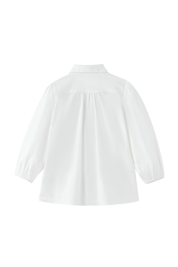 peter pan collared blouse with tucks - white