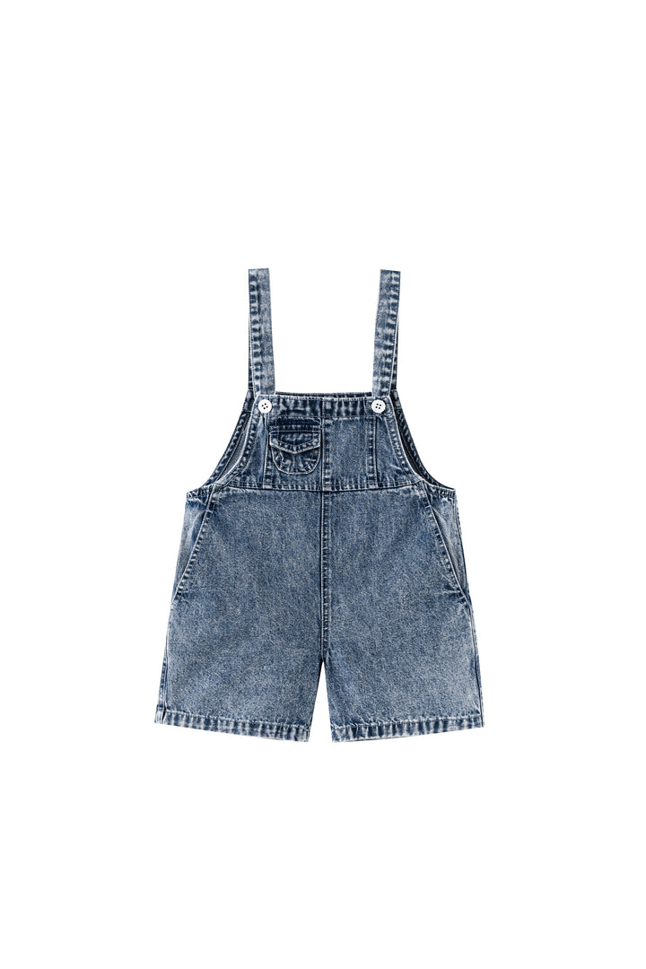 washed denim shortall - chambray