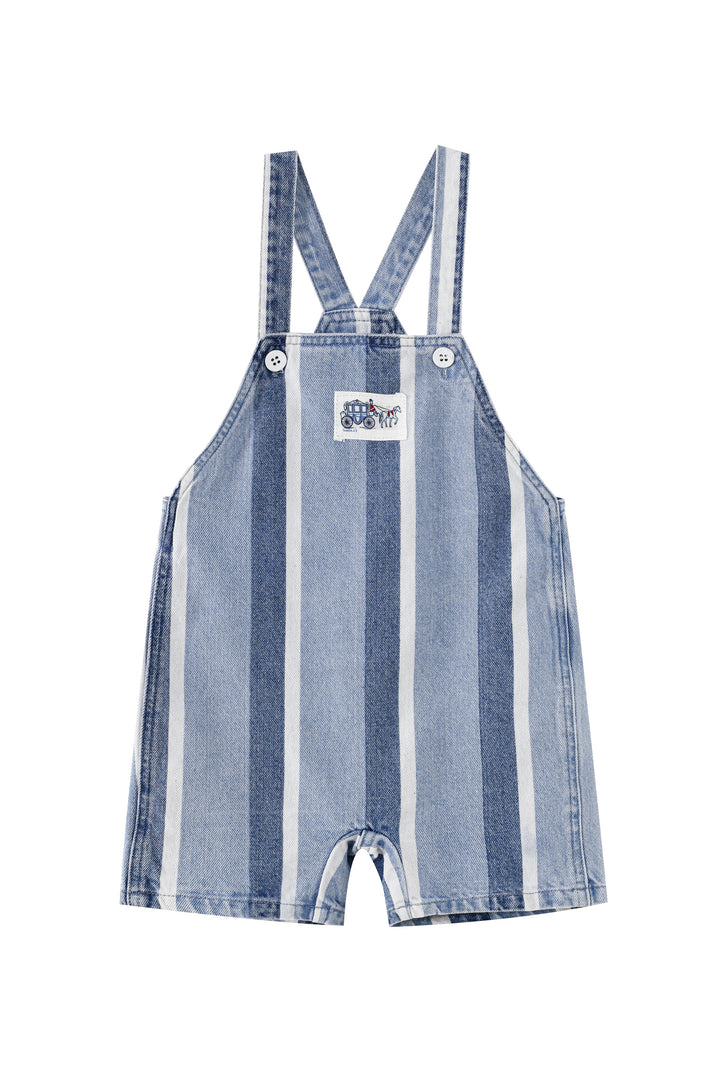 denim striped shortall - denim striped