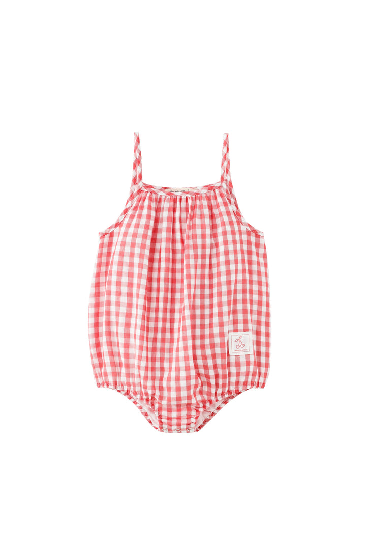 one piece gingham romper - sherbet multi