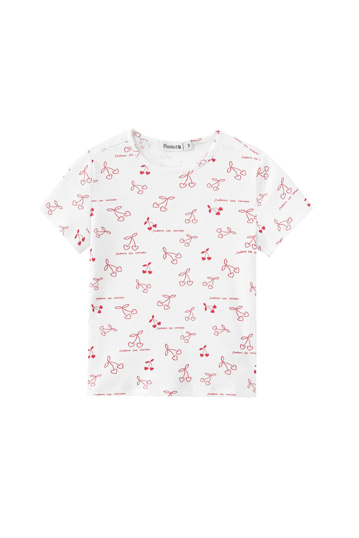 short sleeve cherry printed t-shirt - white