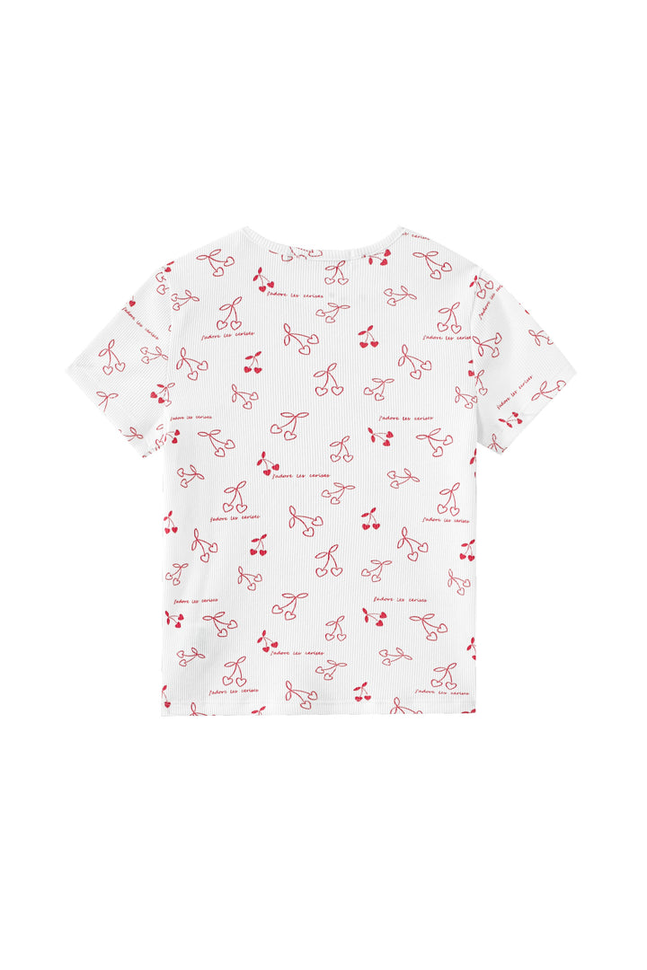 short sleeve cherry printed t-shirt - white