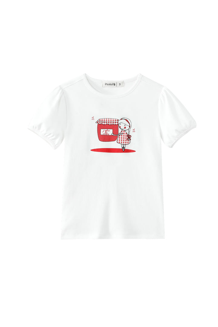 little girl cherry jam t-shirt - white