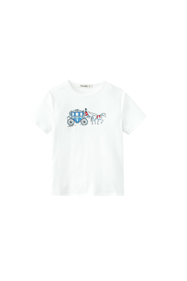 short sleeve horse and buggy printed t-shirt - white