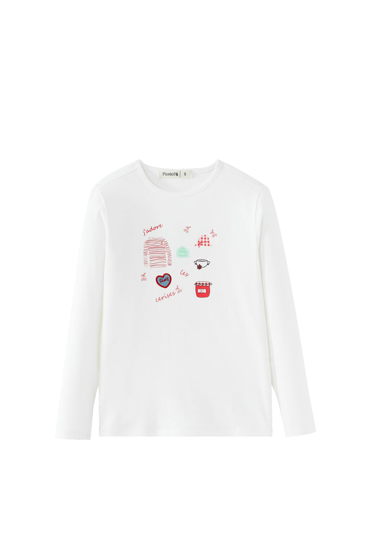t-shirt with cherry icons - white