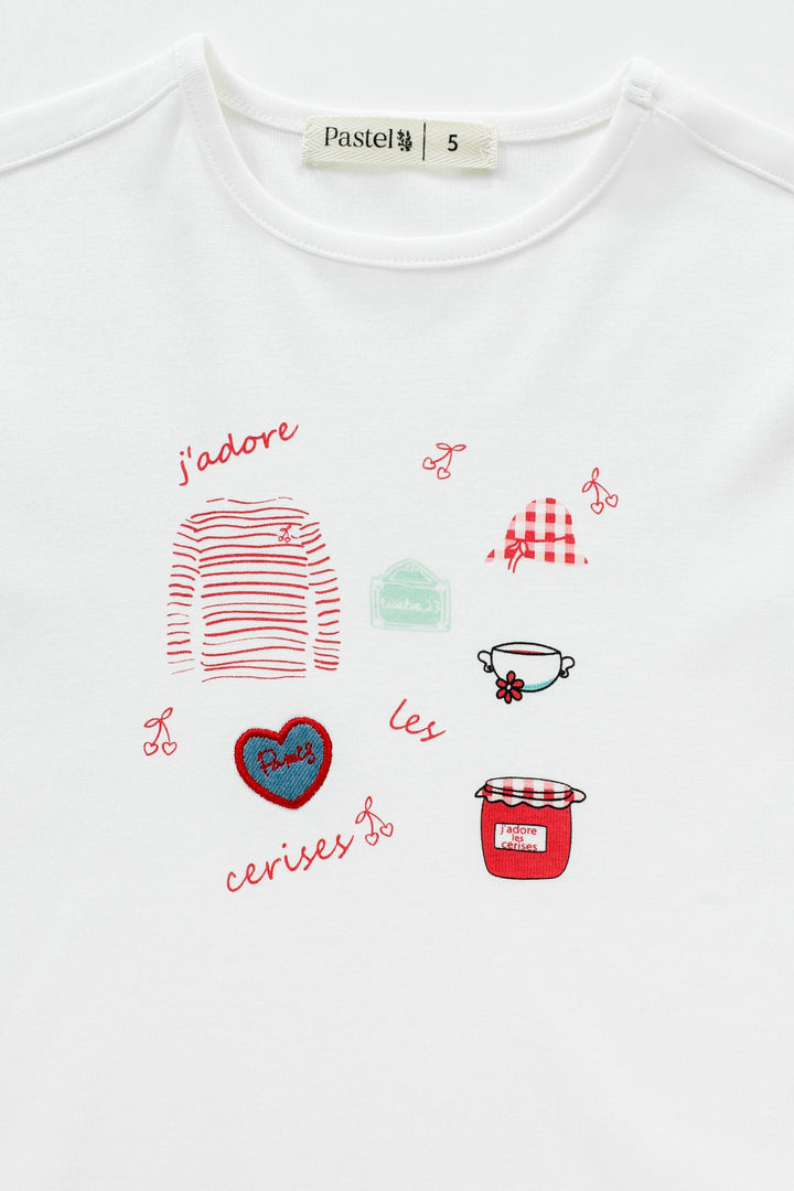 t-shirt with cherry icons - white
