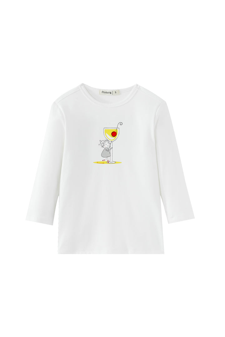 little girl long sleeve lemonade tee - white
