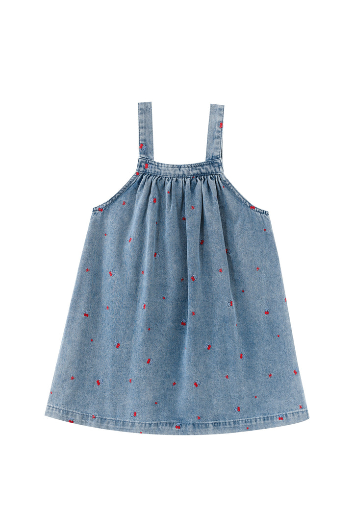 jumper with cherry embroidery - chambray