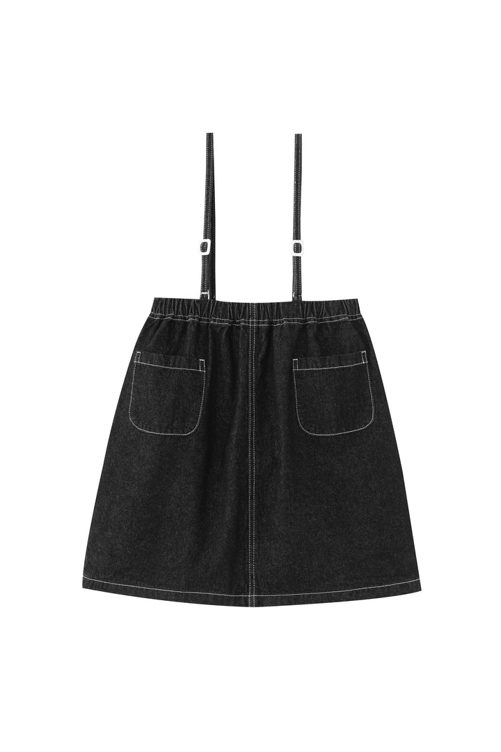 dress thin strapped jumper with pockets - black denim