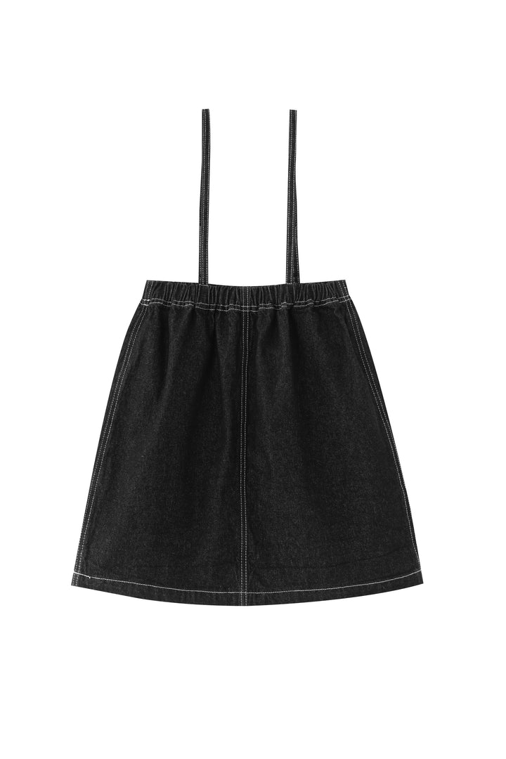 dress thin strapped jumper with pockets - black denim