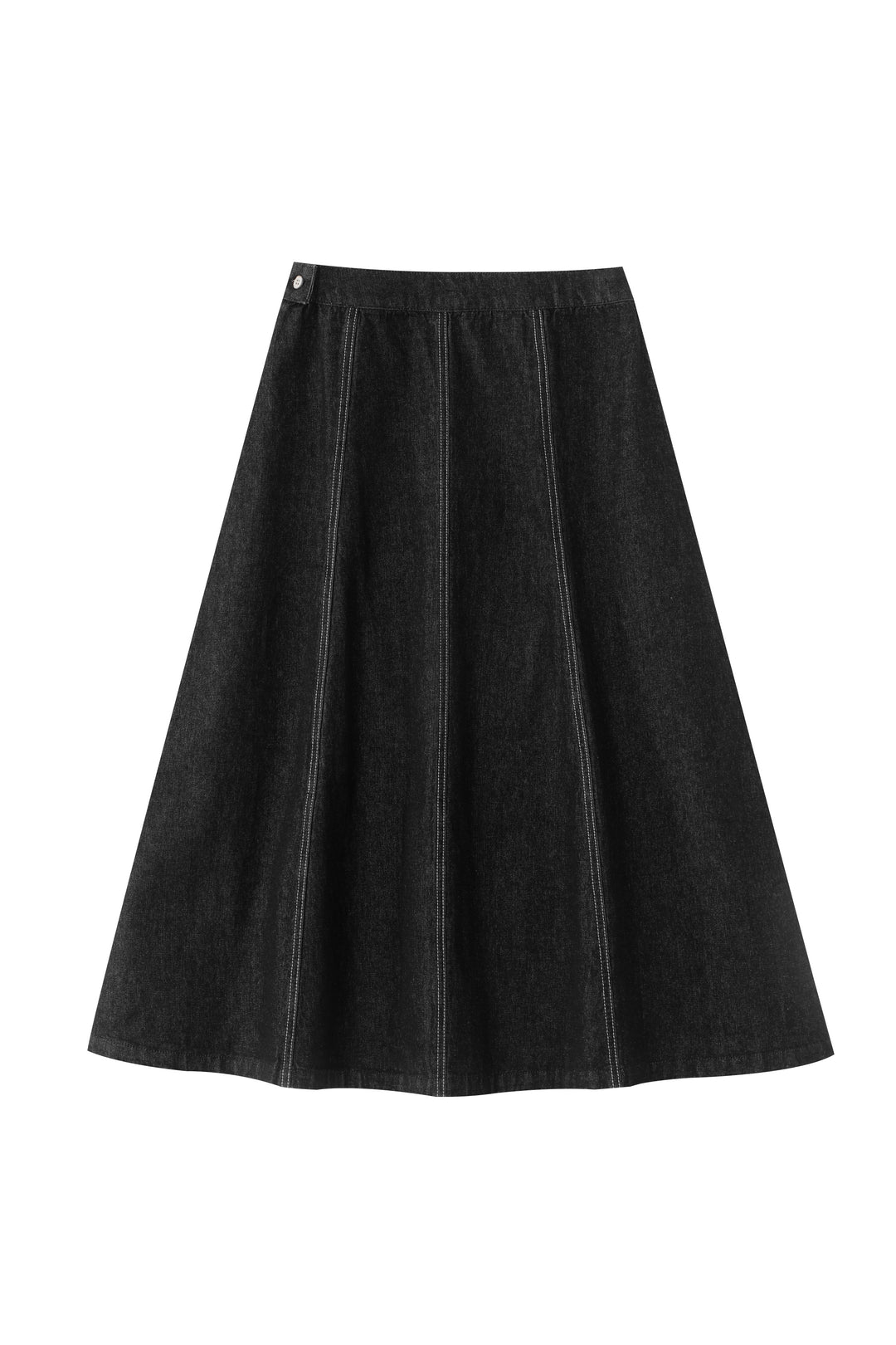 paneled midi skirt - black denim