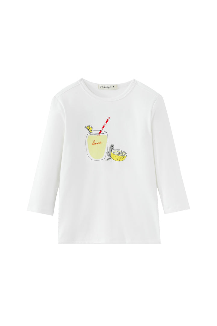 lemonade glass long sleeve tee - white