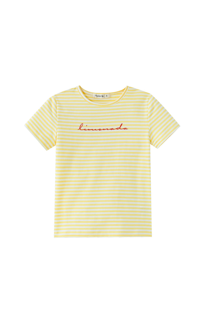 short sleeve striped limonada t-shirt - yellow striped