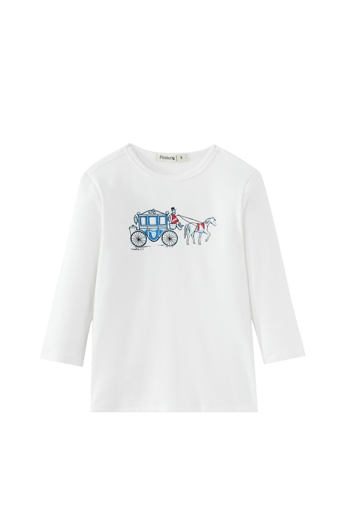 horse and buggy printed t-shirt - white