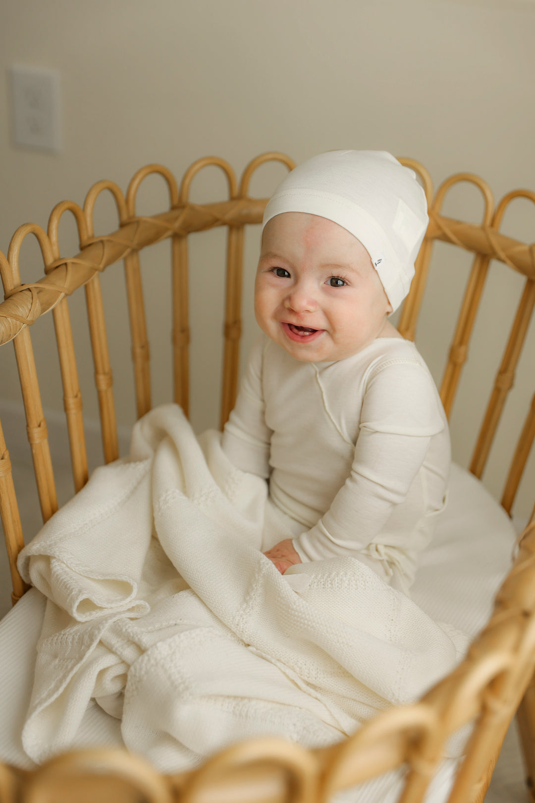 footie bow wrap with beanie - natural