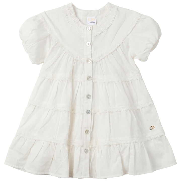 dress tiered lace detail - off white