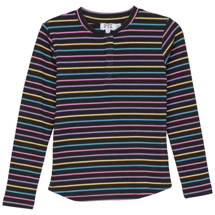 tee l/s multi big stripe waffle - black