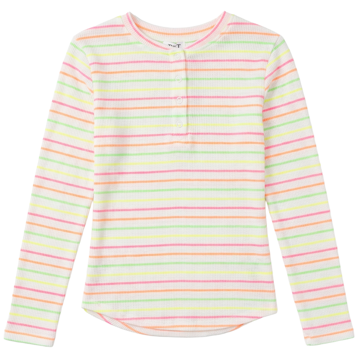tee l/s multi big stripe waffle - white