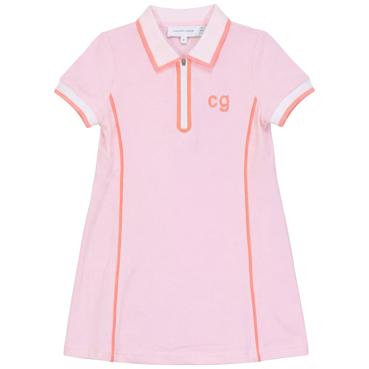 dress tennis stripe half zip polo - pink