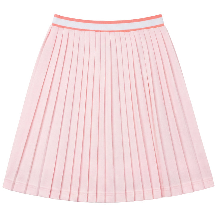 set outfit tennis stripe half zip polo and pleated skirt - pink