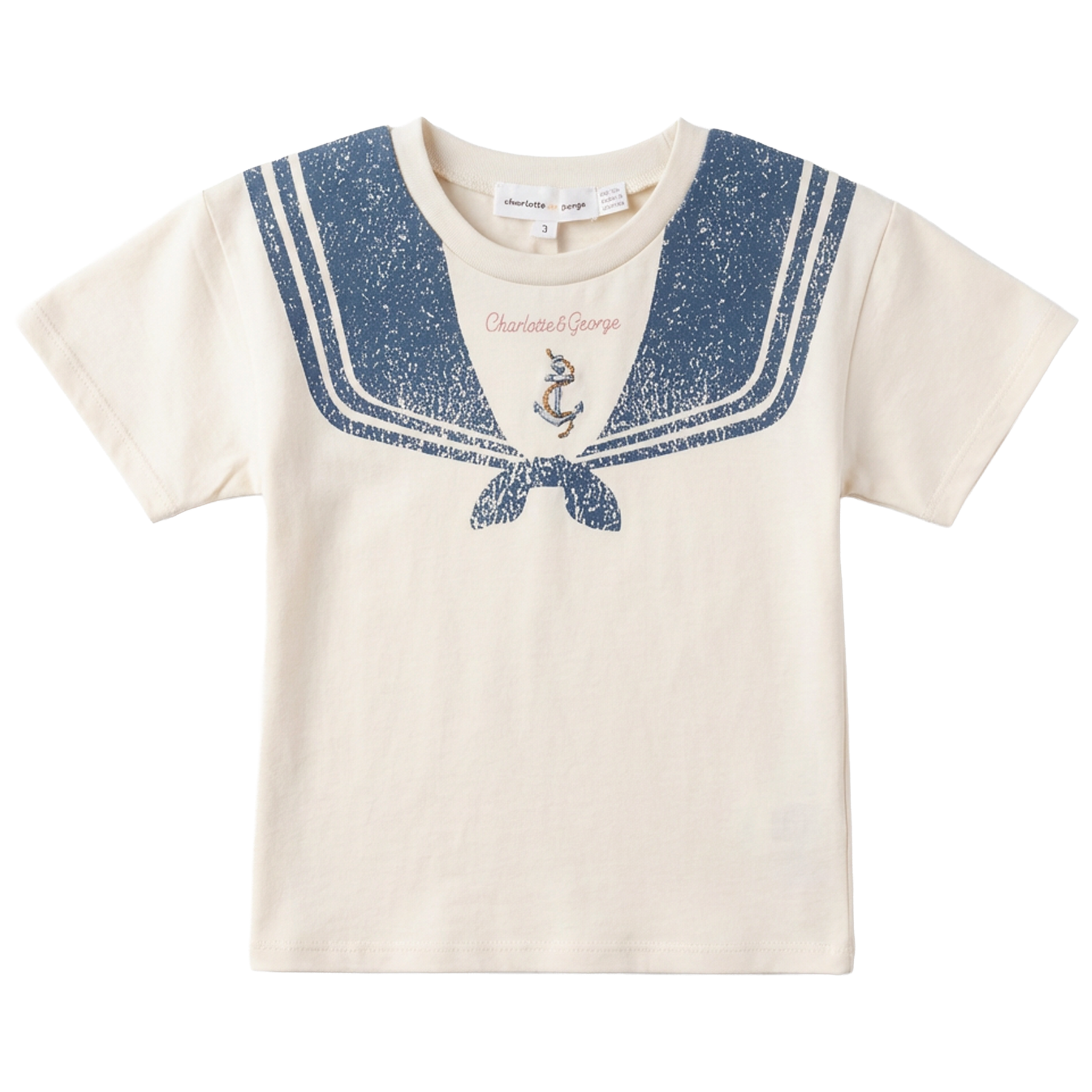 トップス zoe sailor collar shirts tee s/s sailor collar printed - cream – Lily and Todd