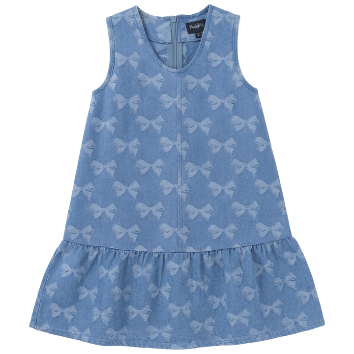 dress bow printed jumper - light denim