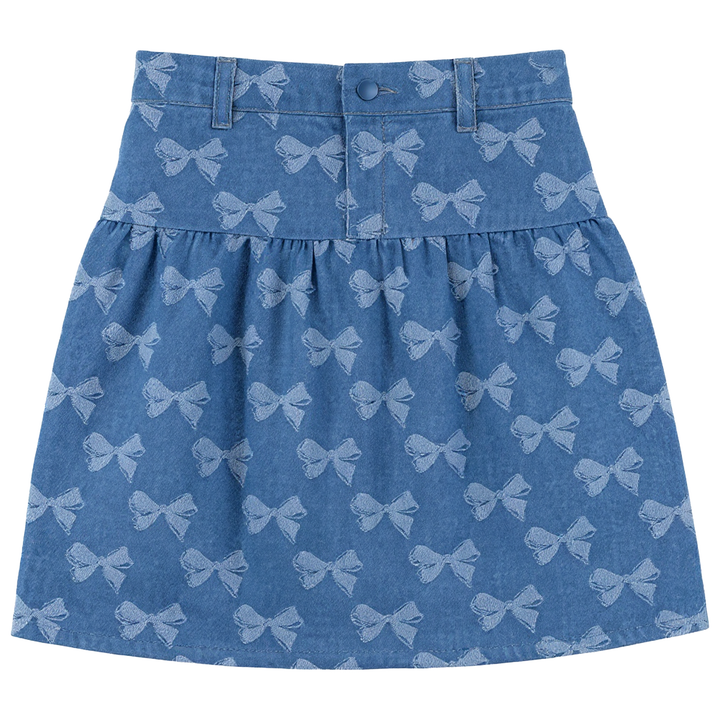 skirt bow printed - light denim