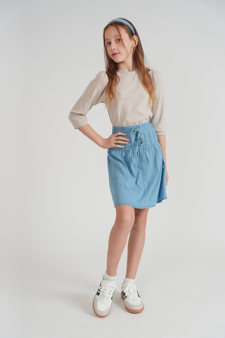 tee l/s puff sleeve - beige