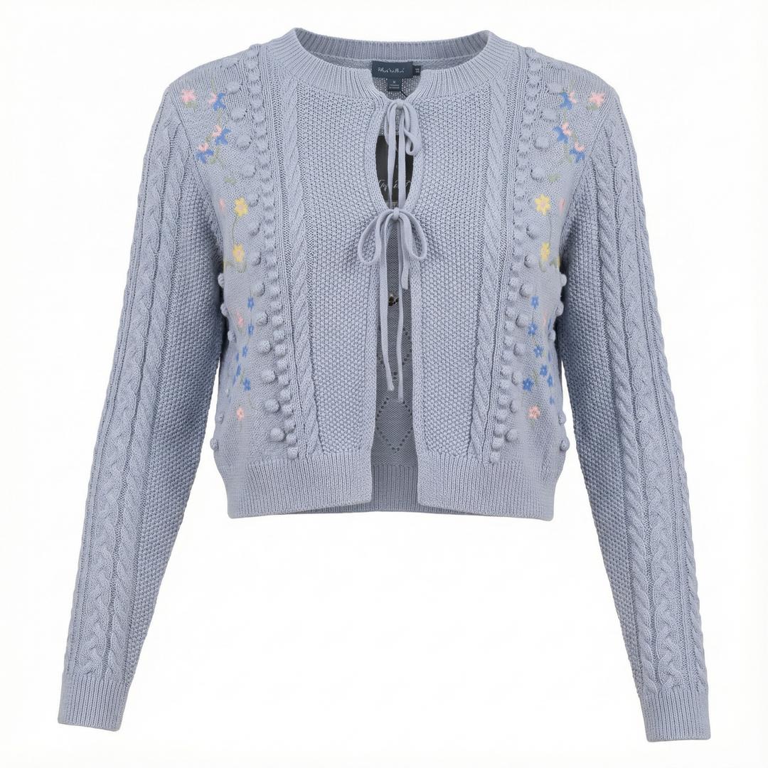 dress midi l/s flowy with cardigan - dusty blue