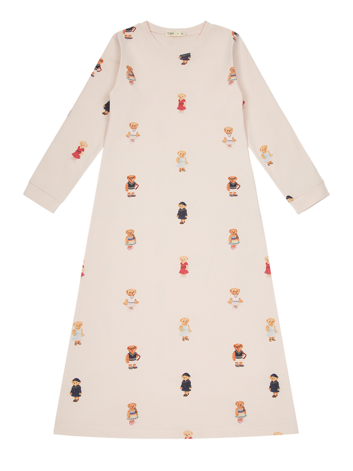 nightgown teddy print - light pink