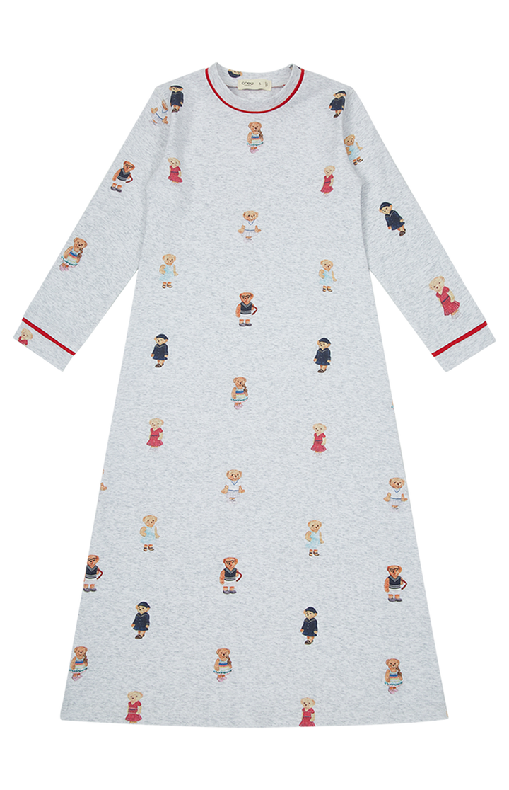 nightgown teddy print - grey/pink