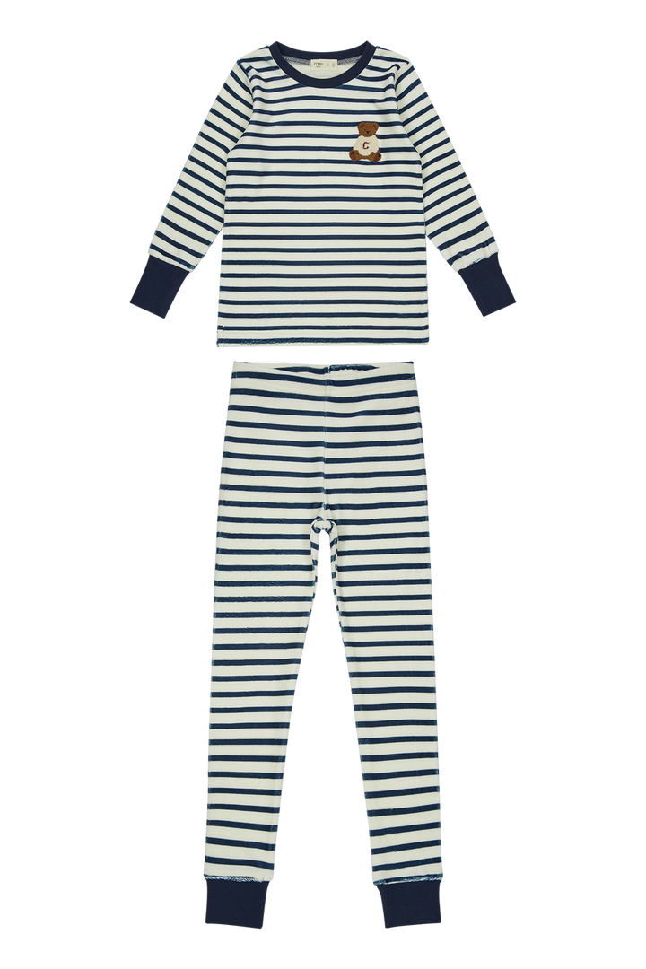 pajamas 2 piece striped teddy