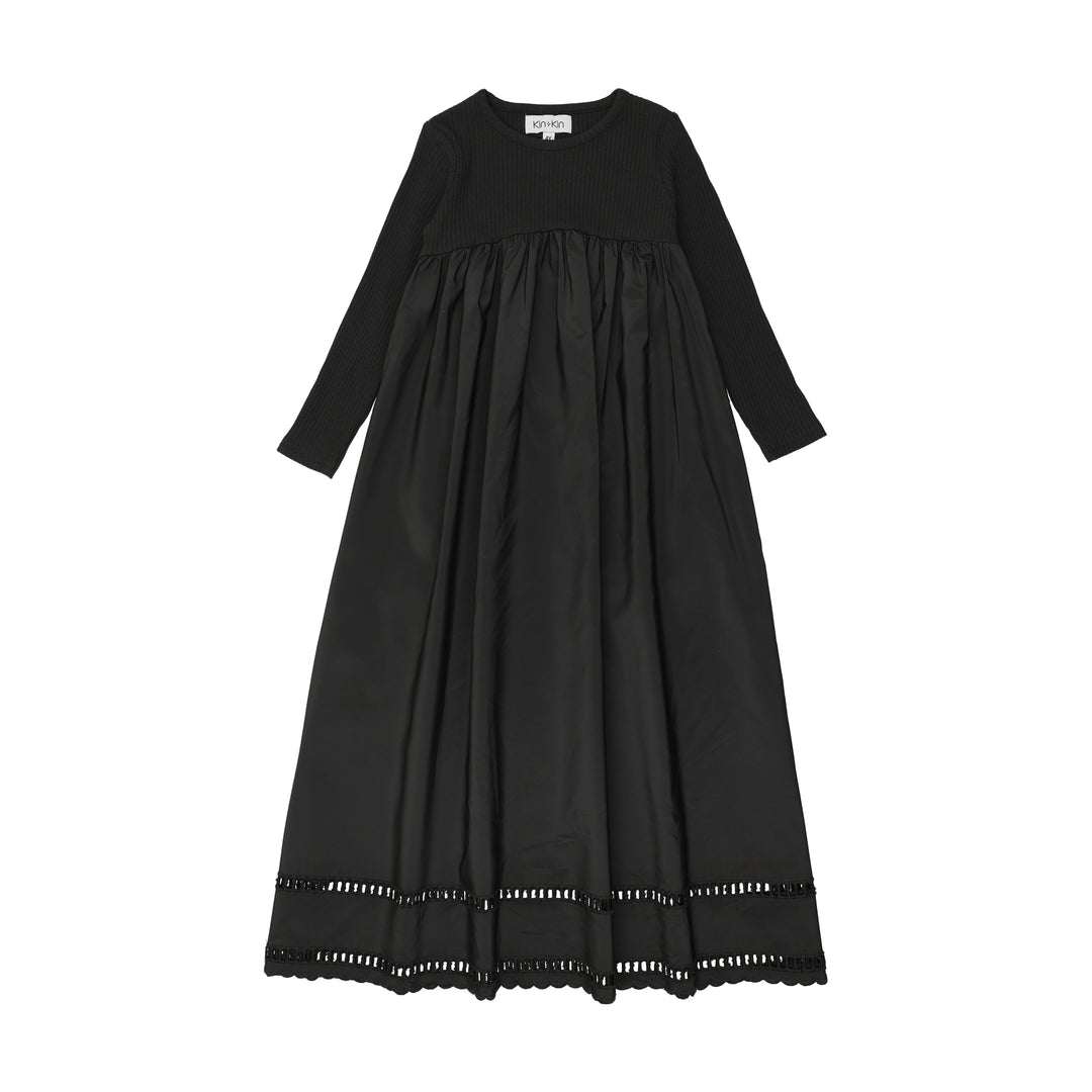 maxi dress knit top eyelet trim poplin bottom maxi dress knit top eyelet trim poplin bottom