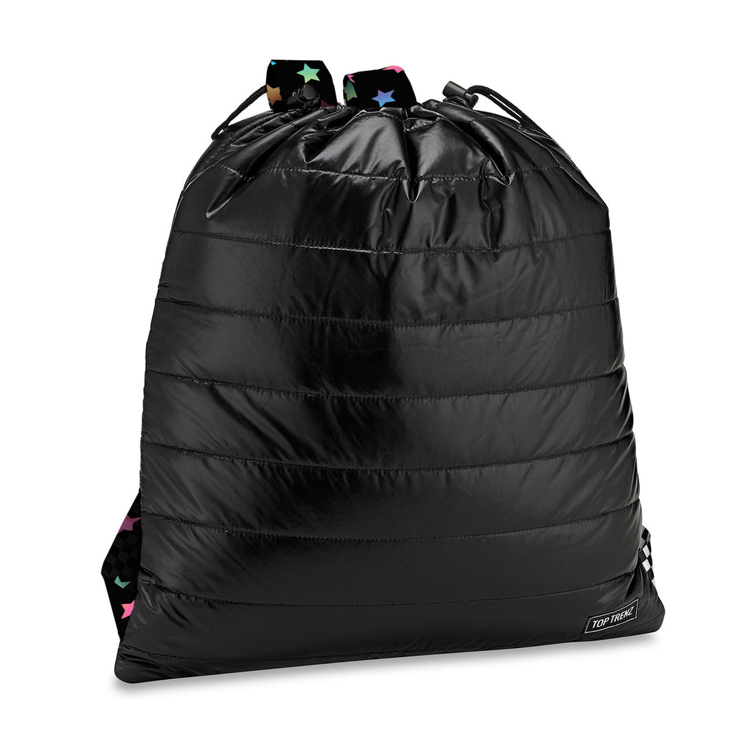 swim bag sling cinch puffer - black/pnkstr7