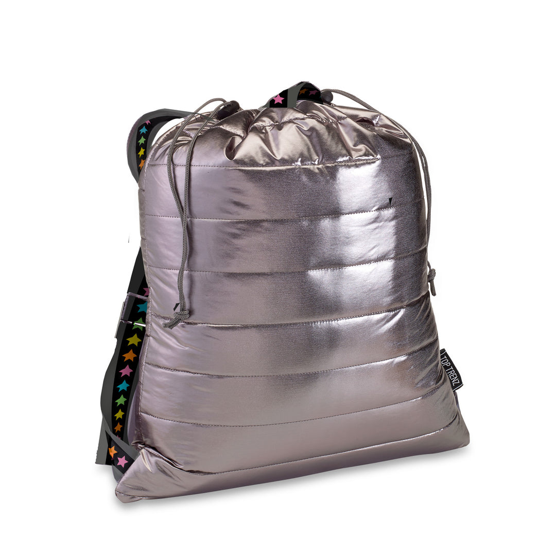 swim bag sling cinch puffer - gunmetal/multi