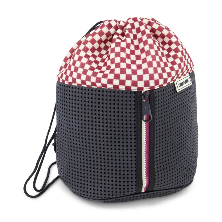 backpack drawstring zipper - checkered brick